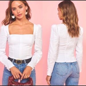 Reformation NEW White Fillmore Box Long Sleeve Top